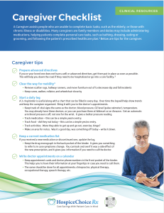 Clinical Resources - Caregiver Checklist